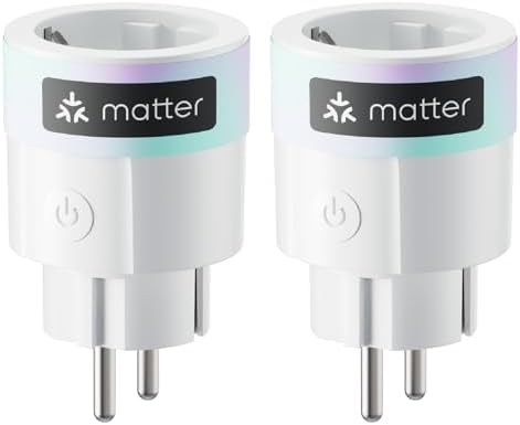 SwitchBot Plug Mini 2er Pack, Matter-fähig mit Leistungsüberwachung, WLAN Steckdose kompatibel mit Alexa, Google Home, Apple Home und Home Assistant (über Matter), Sprach- & App-St