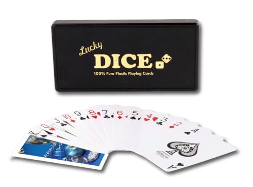 Image of 575 Lucky Dice Waterproof Plastic Playing Cards - Pack of 3 PVC Decks, Washable, Durable, Flexible Poker Cards for Rummy, Teen Patti & Travel Games