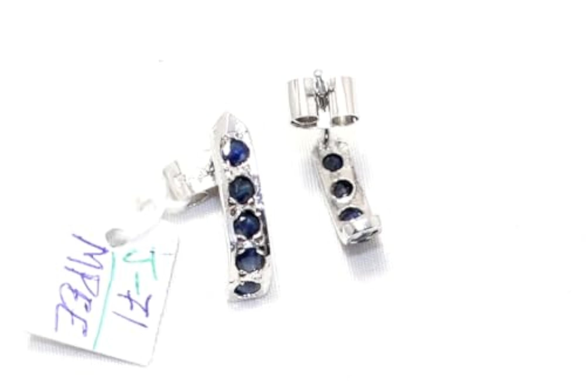 Women's 925 Sterling Silver Natural Blue Sapphire Gem Stone Stud Earrings, Handmade Gift