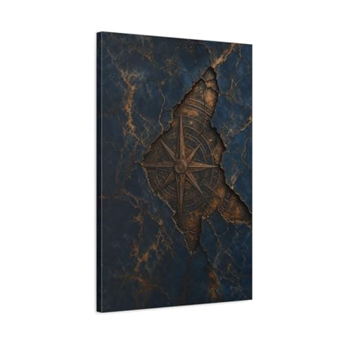 Toile rose des vents vintage bleu or pour habiller un grand mur