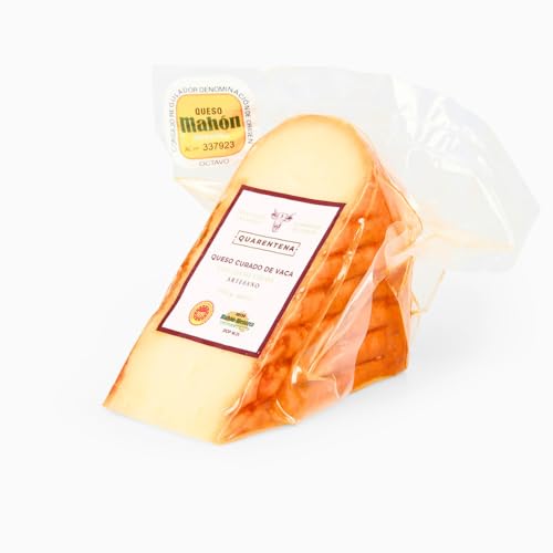 QUARENTENA - Queso Curado de Vaca con Leche Cruda, D.O.P. Mahón-Menorca, Producto Gourmet, 300g, Hecho en España