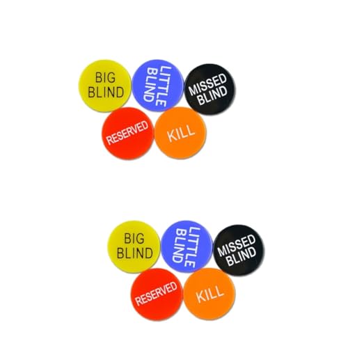 BESTonZON 2sets Poker Chips Blind Markers Include Little Missed Big Blind Kill Buttons Dealer Poker Button 5pcs*2