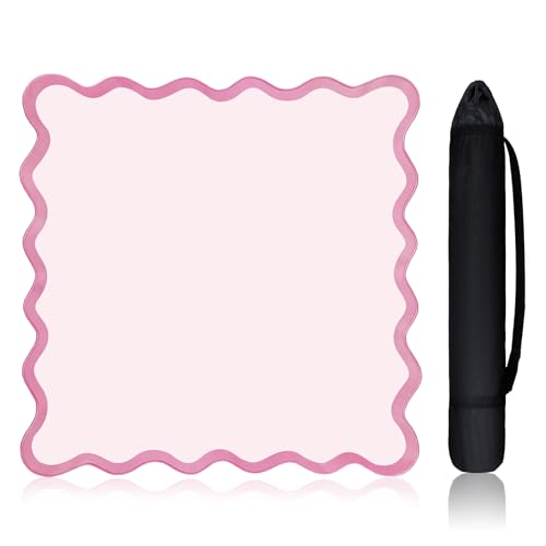VioraWhite 21 Mini Majiong Mat for Travel Set Cute Scalloped Small Anti Slip Noise Reduction Mahjong Accessories Gifts Domino & Tile Game Table Mat(Pink)