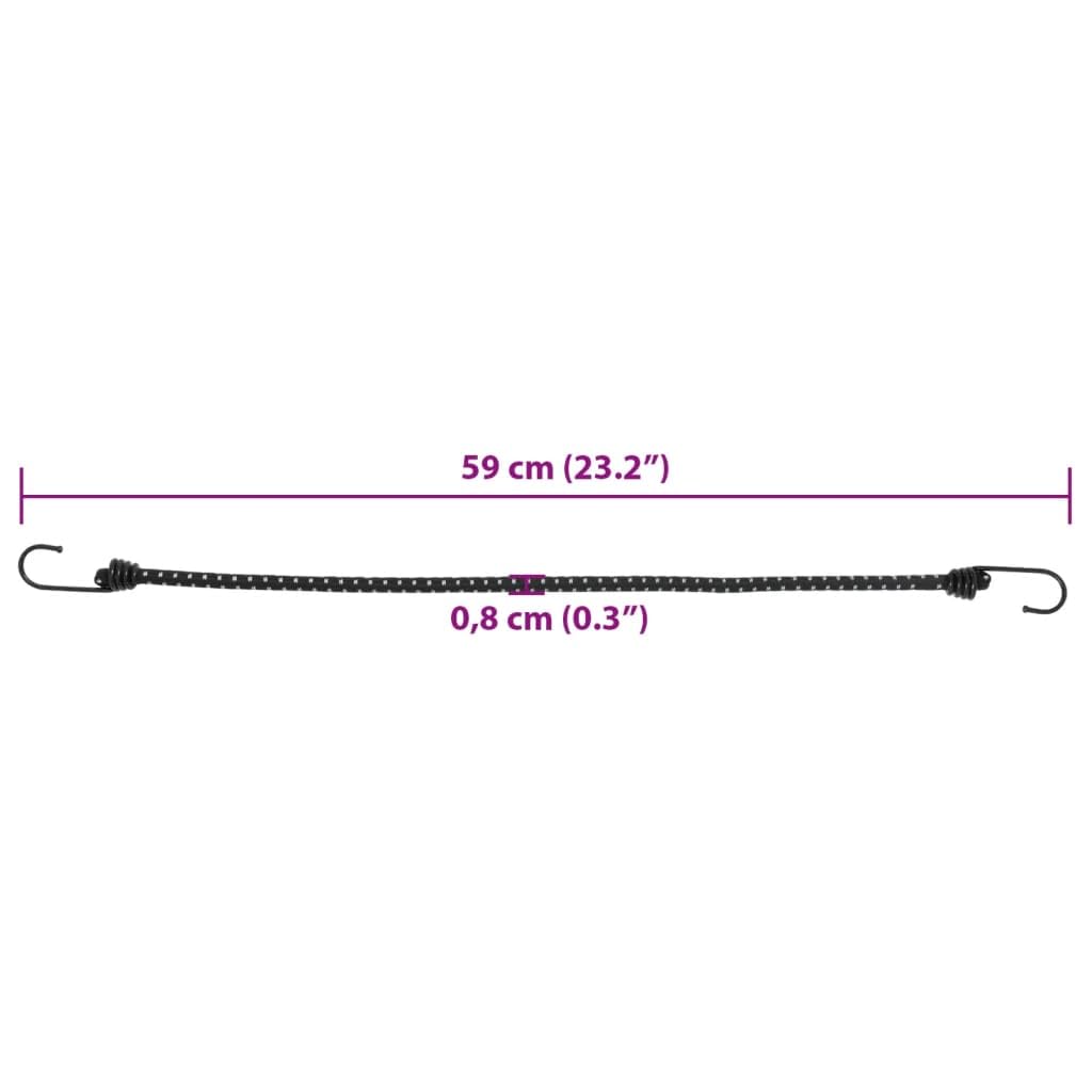 Sporting Goods Lot de 25 tendeurs élastiques avec bandes réfléchissantes et crochets 59 cm