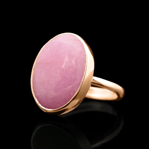Natural Pink Jade Crystal Ring 18K Rose Gold Vermeil 925 Sterling Silver Oval Solitaire Gemstone Dainty Sagittarius Love And Compassion Statement Ring Handmade Turkish Fine Jewelry2