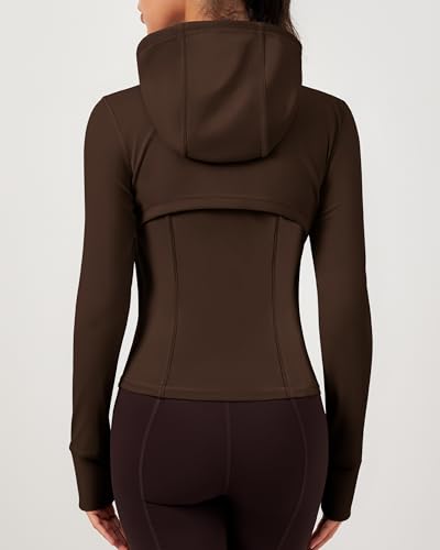 QUEENIEKE Hooded Workout Jacket for Women - Zip Up Athletic Running BBL Jacket Croped Tops2
