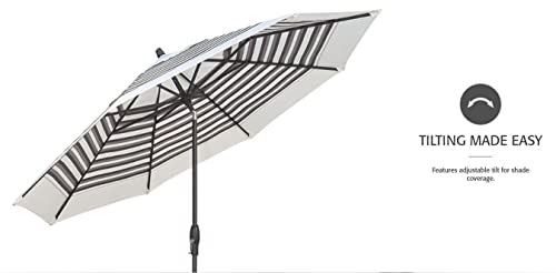 Treasure Garden 9-Foot (Model 810) Deluxe Auto-Tilt Market Umbrella Black Frame Sunbrella Fabric: Black (Includes Extended Frame Warrantee) #TOP3