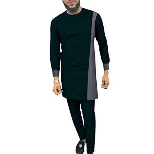 Ensemble Bazin Riche pour homme avec haut long et pantalon boubou africain décontracté