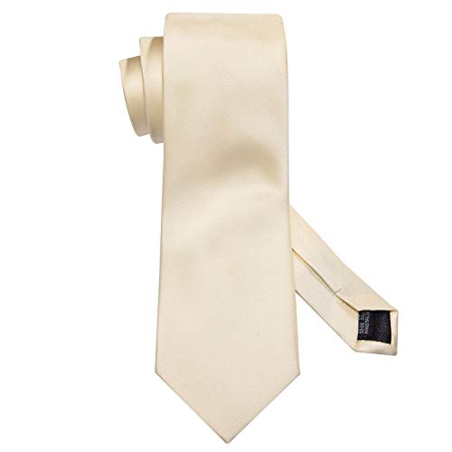 Image of Barry.Wang Plain Men Silk Ties Extra Long Satin Necktie for Wedding Business Handkerchief Cufflinks Set Solid Colors