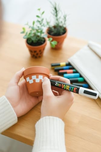 Image of Acrylic Paint Markers Brush Tip, Vivid Colors with Direct-Liquid Ink System, Professional-Grade Paint Pen for Rock Painting, Canvas, Glass, Plastic, Fabric & Creative Crafts (16)