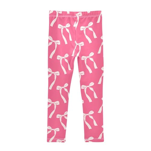 ZZKKO Girls Leggings Ribbon Bows Toddler Girls Clothes Leggings for Girls Toddler Girls Leggings 3-4T2
