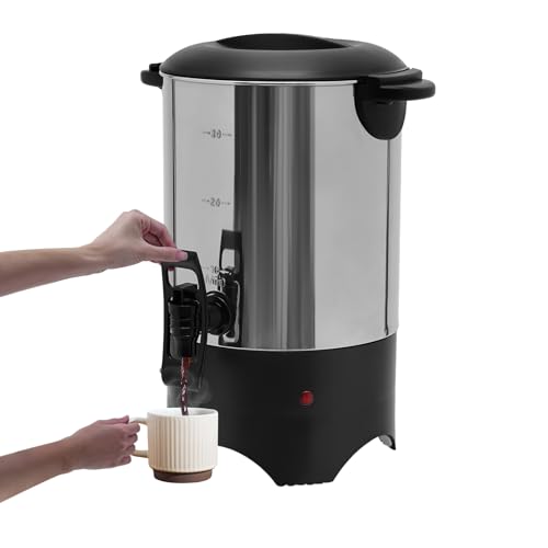 Coffee Urn, 5.2L Comerical Coffee Maker Urn 30 Cup Stainless Steel Electric Coffee Urns & Hot Beverage Dispenser with Dripless Faucet for Party