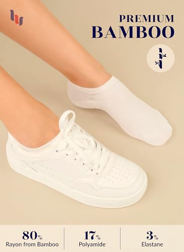 Hugh Ugoli Women Bamboo No Show Socks, Non Slip Invisible Liner,Soft, Thin Low Cut Socks, Seamless Toe, 6-12 Pairs3