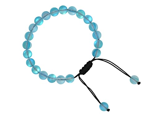 Chocolate Brown Mermaid Glass Bracelet for Women Men's Gifts - Glowing Sea Glass Bracelet - Beaded Adjustable Bracelet2