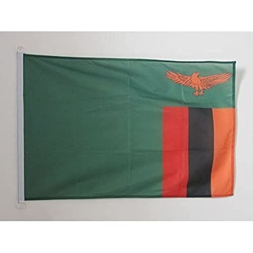 AZ FLAG, Zambia Flag, 2x3 Ft, For Outdoor, Zambian Banner Knitted Polyester with Two Plastic Rings, Fade Resistant