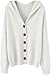 Button Down Hooded Sweater for Women Solid Color Open Front Cardigan Hoodie Coat Long Sleeve Hooded Warm Outerwear (White,4X-Large)