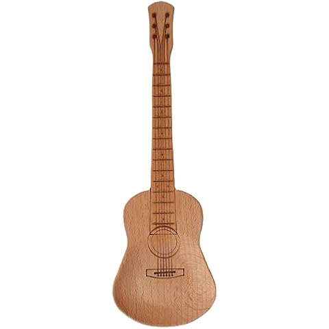 PEPKICN Guitar Shape Rockin Wooden Novelty Spatula Salad Server 10.5-inch for Flipping Cooking Gift for Music Enthusiasts (Acoustic Guitar) Cover
