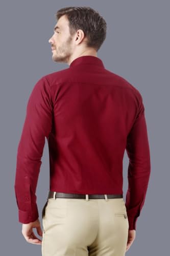 Image of Plain Cotton Solid Shirt for Man | Color :Red