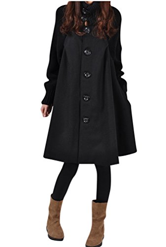 Parkas Mujer de Manga Larga Gabardina trencas Poncho Chaqueta Abrigo Capa Suelto L Negro