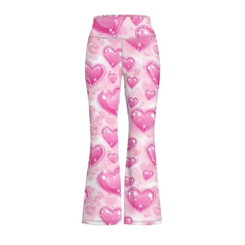 Valentines Flare Leggings for Girls 5-14 Full Length Tummy Control Bell Bottoms Slim Yoga Pants Bootcut4
