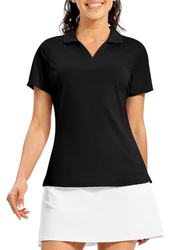 Rdruko Women's Golf Polo Shirts Dry Fit Collared Tennis Casual Work Shirts V Neck Moisture Wicking Short Sleeve2
