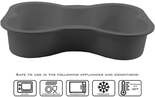 HINMAY Dog Birthday Cake Mold Silicone Bone Shape Cake Pan with Decorating Pen (Black, 7\")