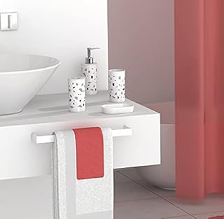 FurnitureXtra Modern Design 7 Piece Plastic Bathroom Accessory Set, Soap Dish, Tooth Brush Holder, Soap Dispenser, Tumbler, Shower Curtain, Curtain Rings and Bathmat (Aqua)