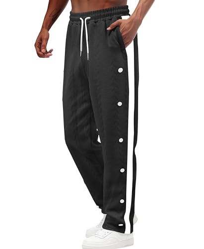 ZOCANIA Mens Casual Sweatpants Loose Fit Button Jogging Pants Sports Running Basketball Athletic Fall Winter Pants2
