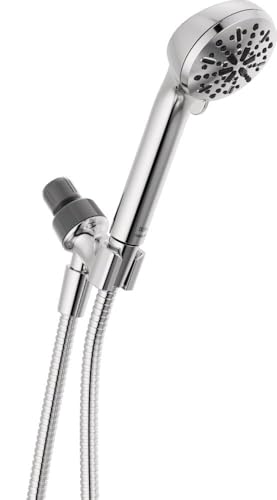 Delta Faucet 4-Spray Handheld Shower Head, Chrome Shower Head with Hose, Showerheads & Handheld Showers, Handheld Shower Heads, Detachable Shower Head, Hand Shower 1.75 GPM, Chrome 75413