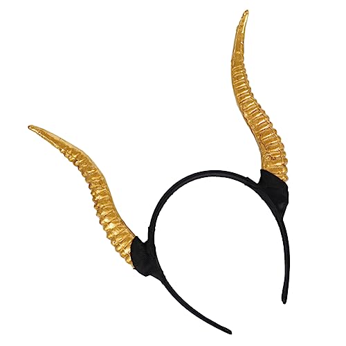 NOLITOY Serre-tête Halloween Avec Cornes De Gazelle Dorées Bandeau Unique Pour Fête Accessoire Déguisement Original Convient à Chacun Décoration Cosplay Et Festival