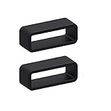 2X Size 18mm Black Rubber Silicone Leather Rubber Replacement Watch Band Strap Loops Keeper Hoop Buckle ratainer