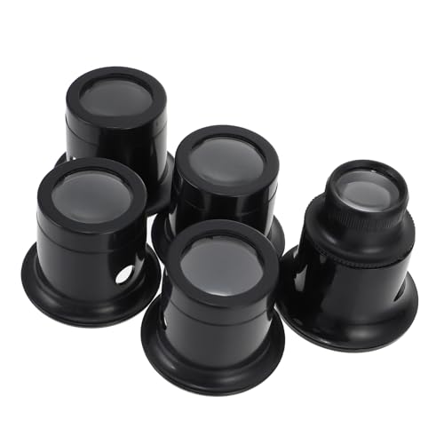 WESIEVYA 時計修理用拡大鏡 5個セット 異なる強度 (5倍、10倍、15倍、20倍) プラスチックガラス製 ジュエリースタンプ撮影用