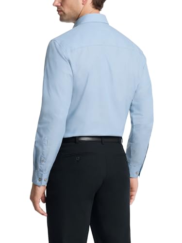 Image of Kenneth Cole REACTION Unlisted Men's Slim Fit Solid Cotton Spread Collar Full Sleeves Formal Dress Shirt