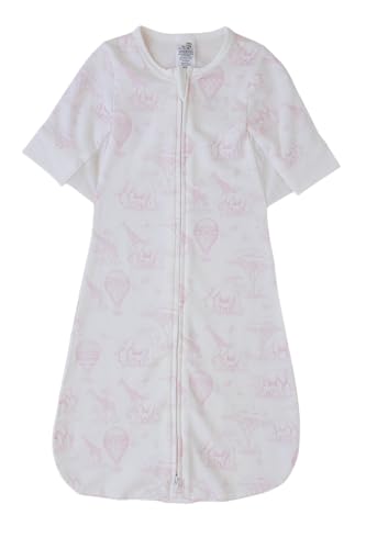 Image of The Butterfly Swaddle: Safe Organic Newborn Baby Sleep Sack & Wrap Blanket | Natural Transitional Accessory for Calming Sleep Support (Pink Safari, Med /Large)