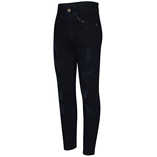 Boys Stretchy Jeans Kids Ripped - Boys Jeans Ripped Jet Black 5-63