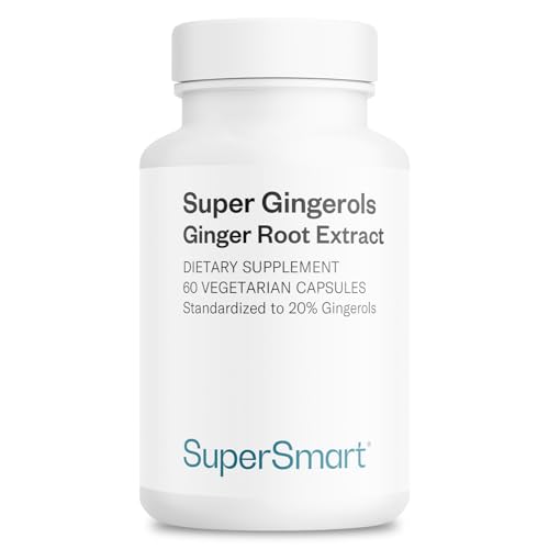Supersmart - Super Gingerols 400mg per Day (High Potency 20% Gingerol) - Ginger Root Extract Supplement | Non-GMO & Gluten Free - 60 Vegetarian Capsules