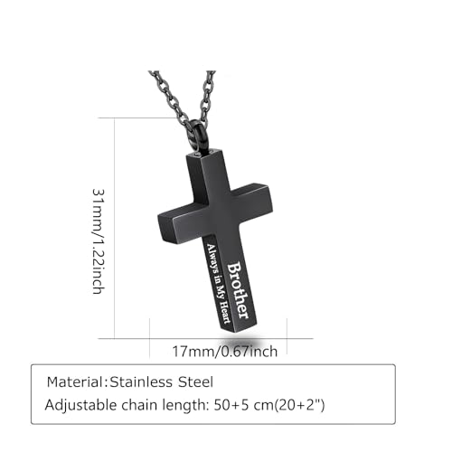Cross Urn Necklace for Ashes for Men Women Cremation Jewelry Urns Locket Pendant Ashes Holder Memorial Jewelry-Always in My Heart2