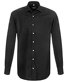 ETERNA Herrenhemd Langarm Baumwoll Business Freizeit MODERN FIT Popeline unifarben- Gr. 44, Schwarz