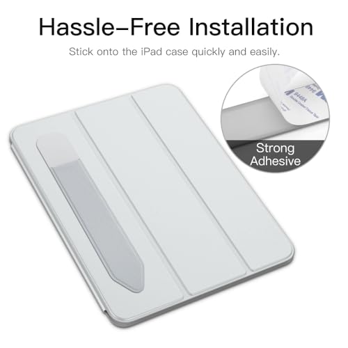 Image of MoKo Adhesive Pencil Case Holder Sticker for Apple Pencil, Silver Grey | Elastic Pencil Pocket Pouch, Adhesive Sleeve, Attached to iPad Case, For Pro /USB-C /1st /2nd Gen and Similarly Stylus Pens