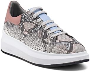 FRANCO CUADRA Python Leather Sneakers, Fashion Platform Shoes, Lo...