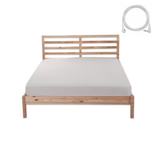 Grounding Sheet King, Organic Cotton + Silver Fiber, Fitted Bottom Sheets with 180 inch Grounding Wire, Earthing Mat for Better Sleep