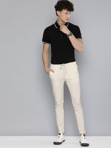 Image of The Indian Garage Co Men Slim Fit Solid Mid-Rise Chinos