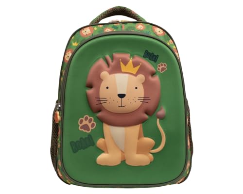 Mochila Infantil 3D Leao Menino Escolar Volta as Aulas Verde