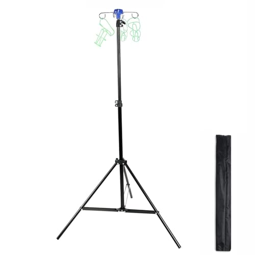 GSCDJCM Portable Collapsible IV Pole Stand, Aluminum Alloy, 4 Hook 3 Leg, Adjustable Height ，for...