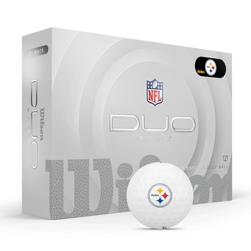 WILSON 2025 Duo Soft NFL Golf Ball - 12 Balls White Pittsburgh Steelers