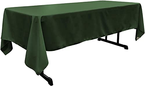 LA Linen Polyester Poplin Washable Rectangular Tablecloth, Stain and Wrinkle Resistant Table Cover 60x126, Fabric Table Cloth for Dinning, Kitchen, Party, Holiday 60 by 126-Inch, Hunter Green