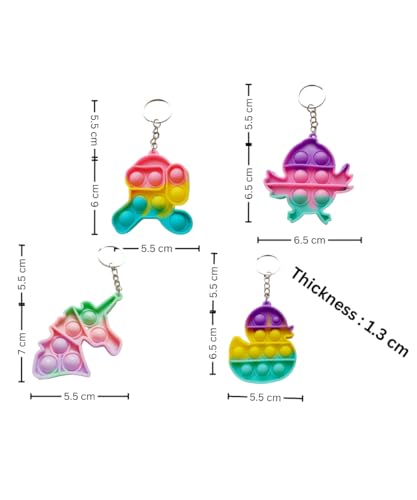Image of Compact Silicone Popit Keychain Keyring - Sensory Stress Relief Fidget Toy for Anxiety - Mini Portable Bubble Popping Fun on-the-Go - Travel-Size Pop Bubble Keyring