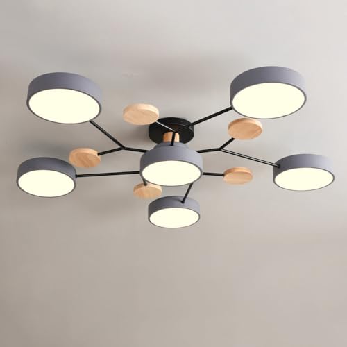 Plafonnier LED moderne en bois lustre Spoutnik blanc cuisine salle à manger bureau