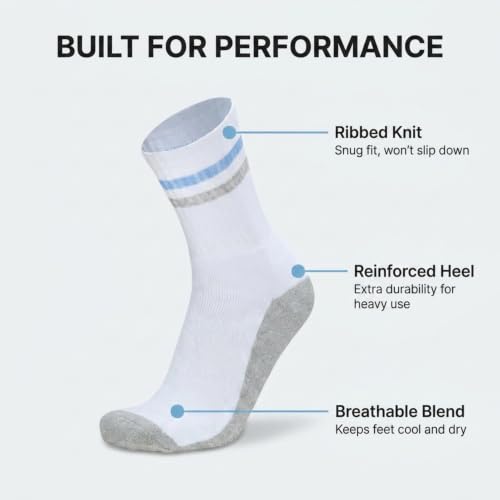 Image of Men's Regular Length Full White Terry Ribbed Socks - Cushioned for Comfort, Breathable Cotton Socks for Men - Free Size (Pack of 3)