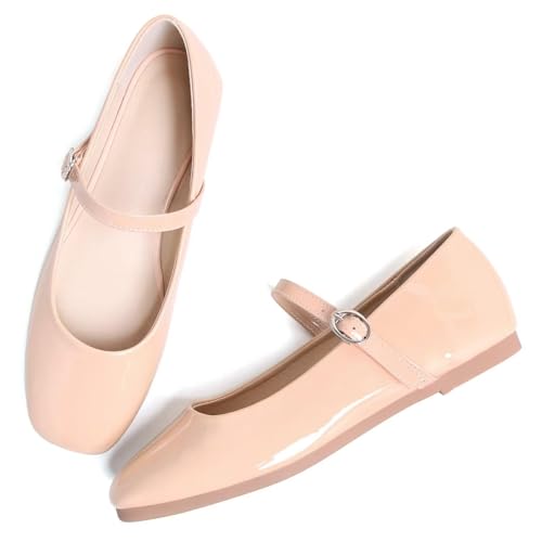 Image of LUXINYU Women's Slip on Flats,Classy Round Toe Solid Classic Mary Jane Ballet Dance Shoes Soft Comfortable PU Flat Shoes